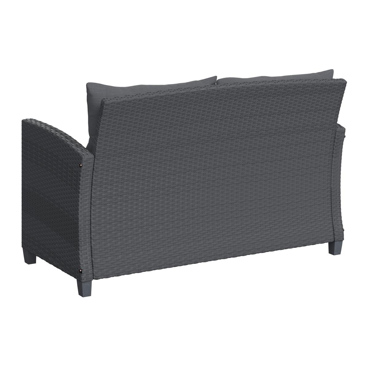 Loungegarnitur Nelson - Schwarz, MODERN, Glas/Kunststoff - Beldano