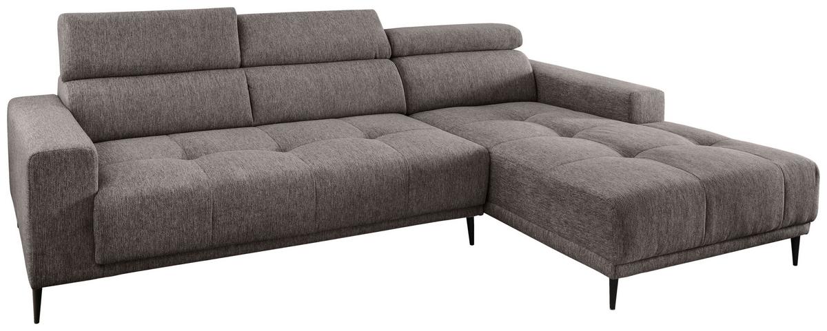 Ecksofa Intera Graubraun S: 276x188 Cm - Graubraun/Schwarz, KONVENTIONELL, Textil (276/188cm) - Livetastic