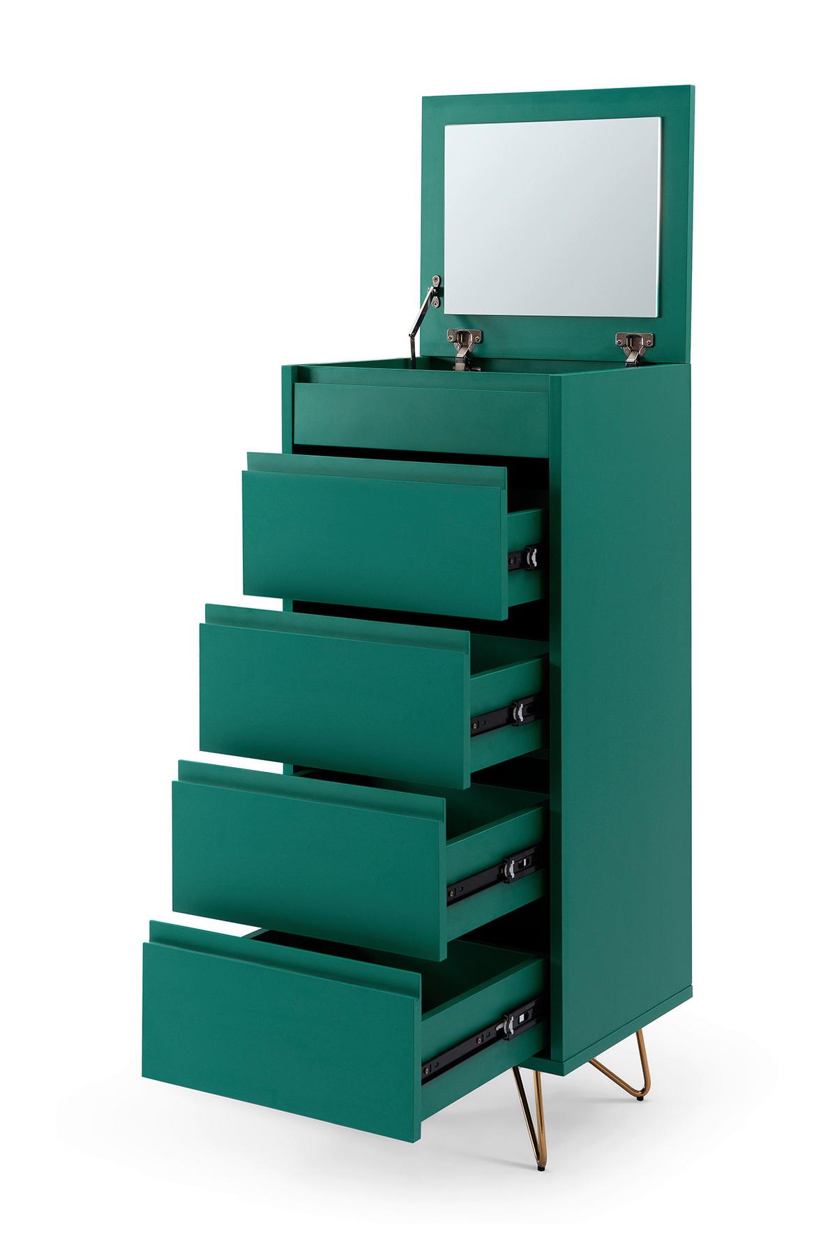 Kommode Grün B: 45cm - Messingfarben/Grün, Design, Holzwerkstoff (45/110/40cm) - Livetastic