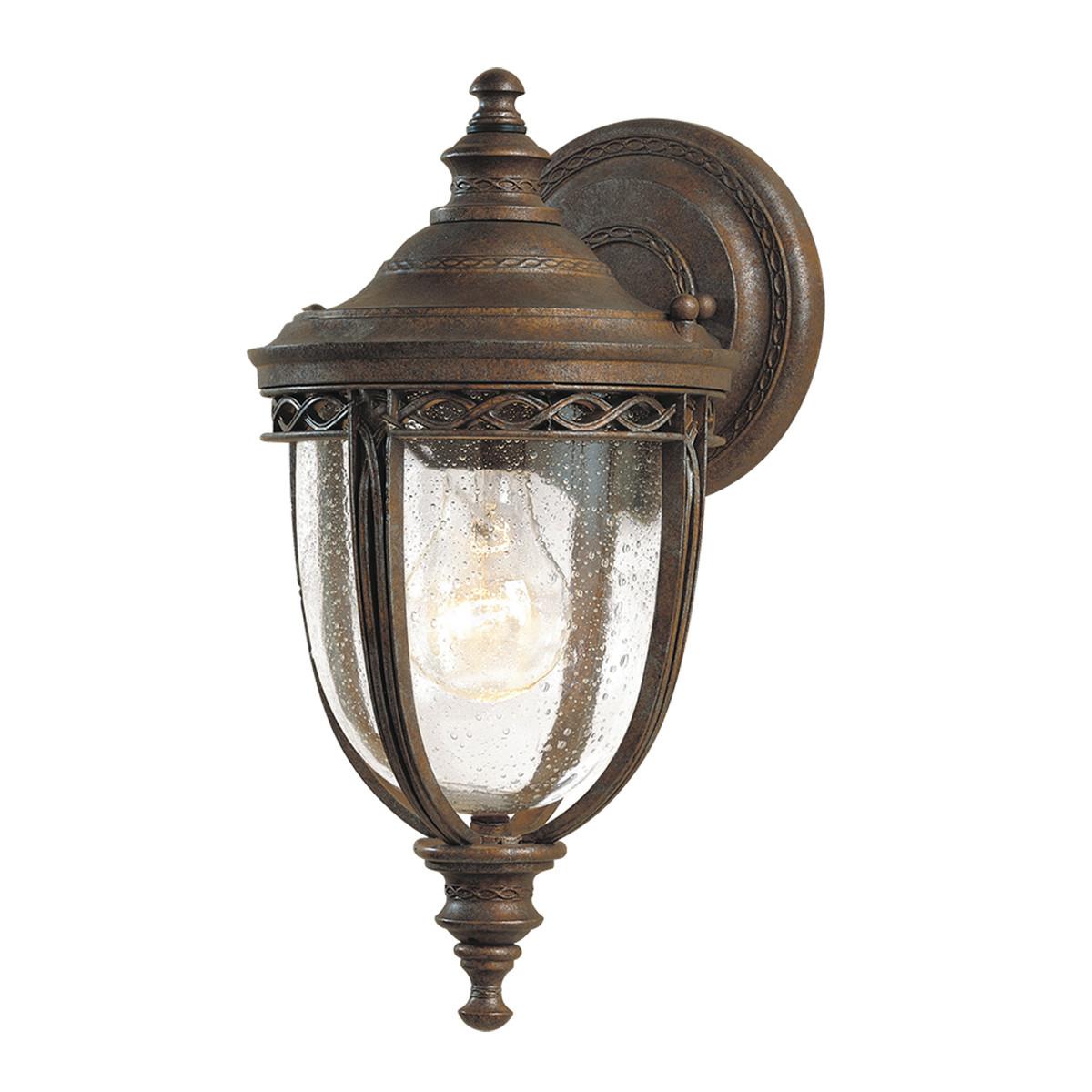 Außenwandleuchte 60 Watt Metall Glas, Wandmontage - Bronzefarben, KONVENTIONELL, Glas/Metall (16.7/32.1/19.1cm) - Elstead Lighting