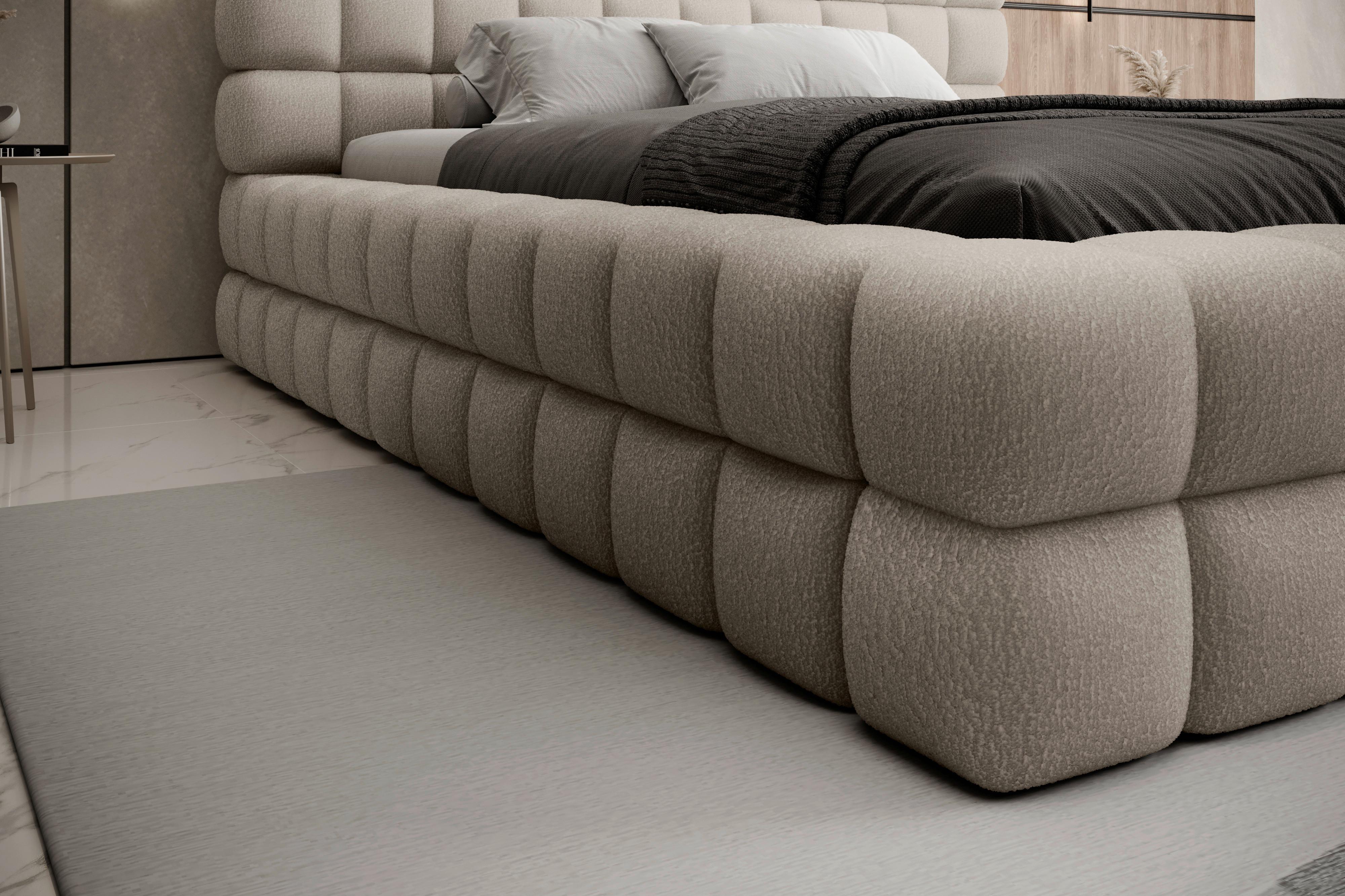 Polsterbett Dizzle Beige Lf: 160x200 Cm - Beige/Schwarz, MODERN, Holz/Textil (160/200cm) - MID.YOU