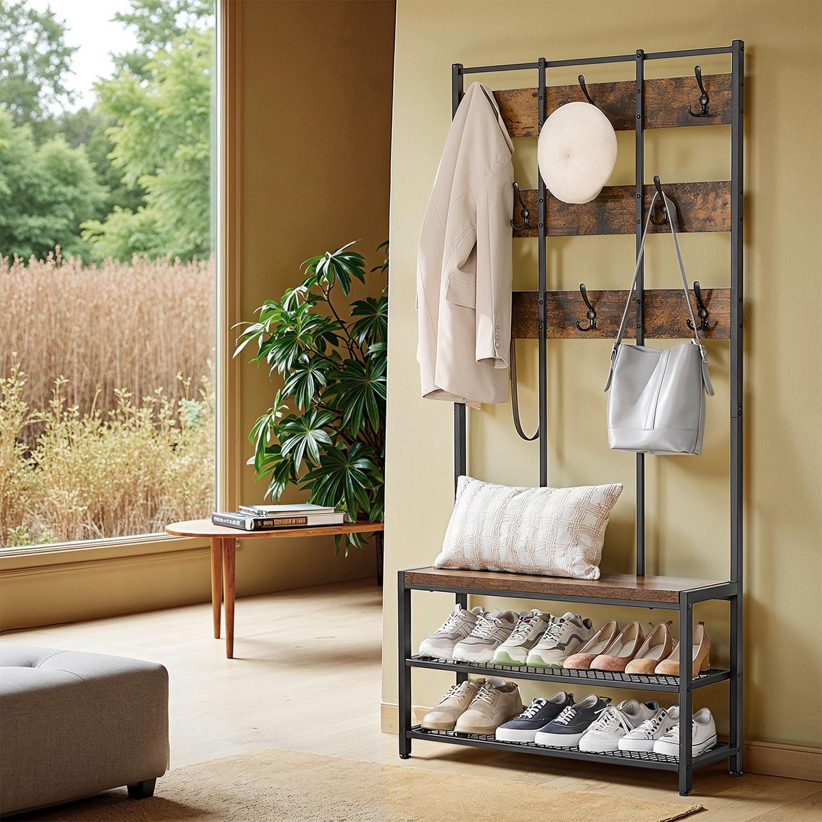 Garderobe Clothes Horse - Schwarz/Braun, MODERN, Holzwerkstoff/Metall (84/182/30cm) - MID.YOU