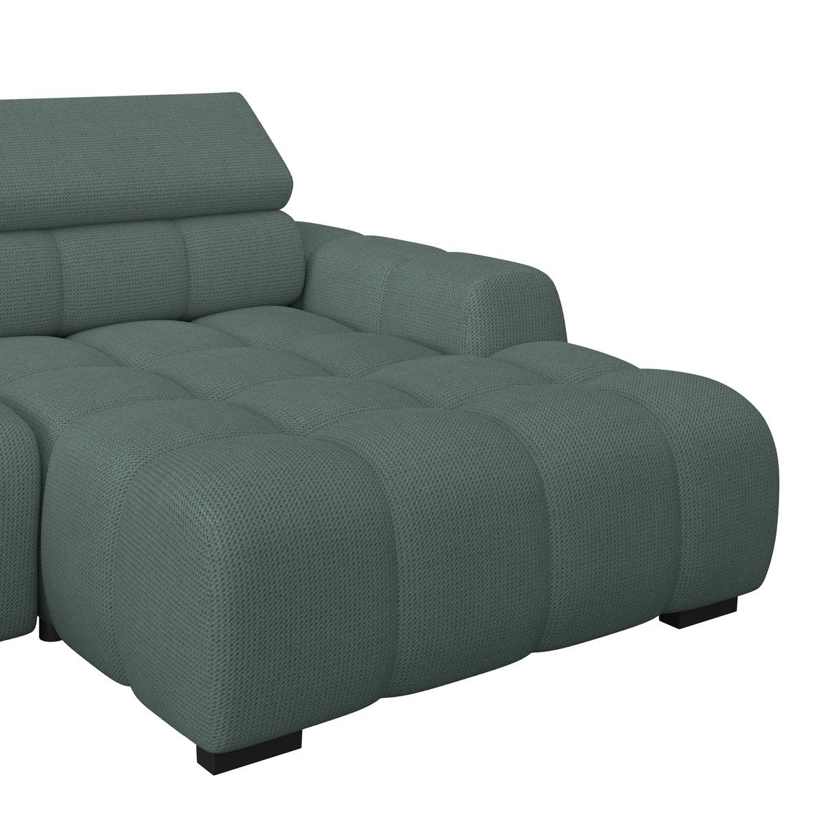Ecksofa Fargo S Grün, B: 285 Cm - Schwarz/Grün, Trend, Textil (285/168cm)