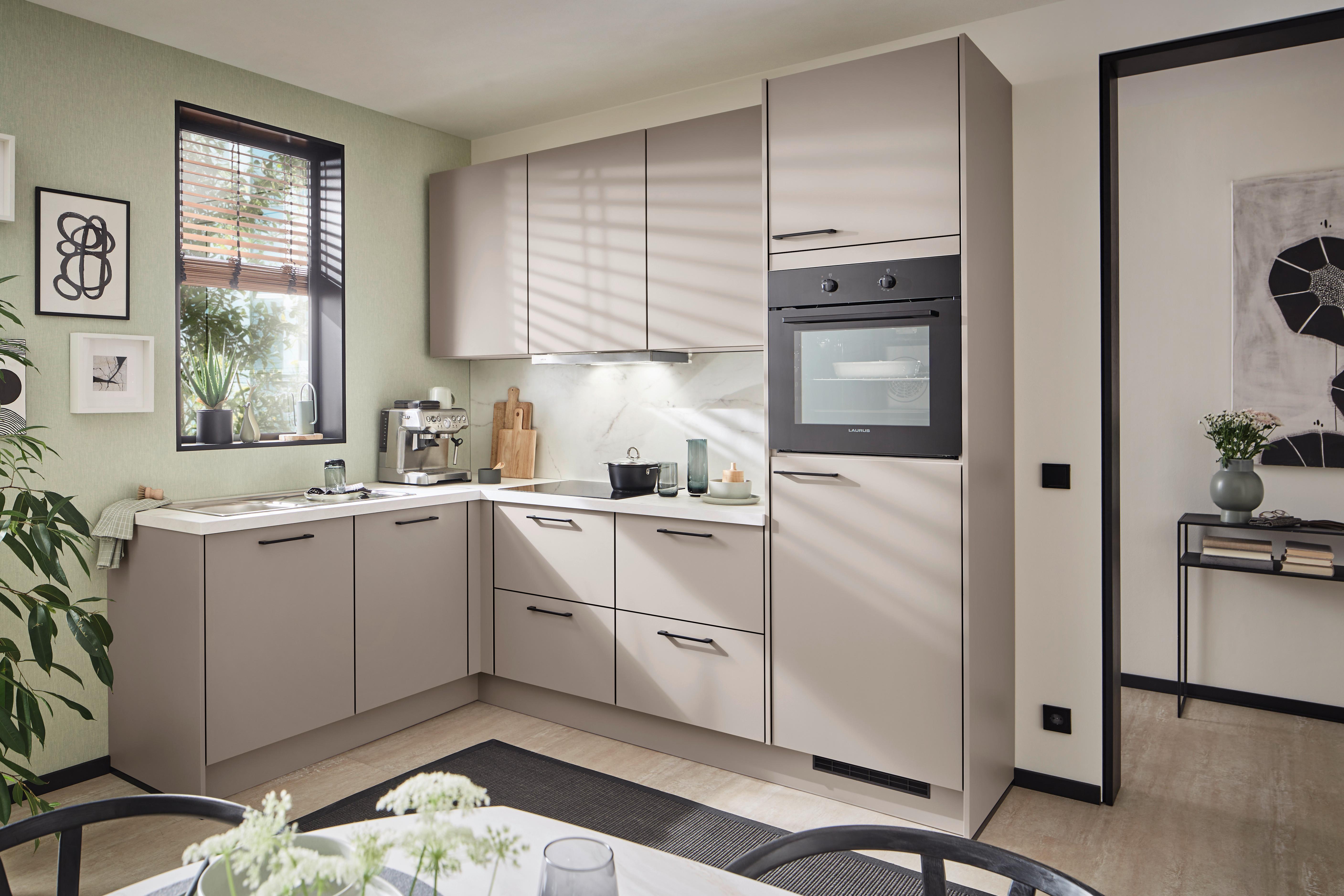 Eckküche Pn 105 - Kaschmir/Hellgrau, MODERN, Holzwerkstoff (186,6/248,2cm) - Pino