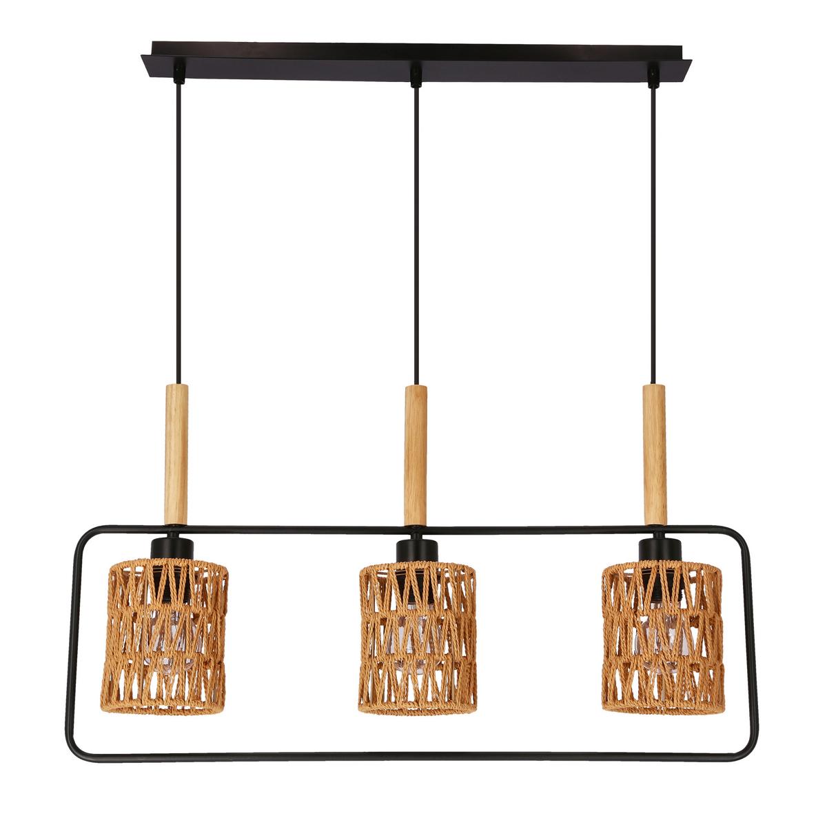 Pendelleuchte 33-26781 Crown - Beige/Schwarz, Natur, Textil/Metall (70/12/110cm)
