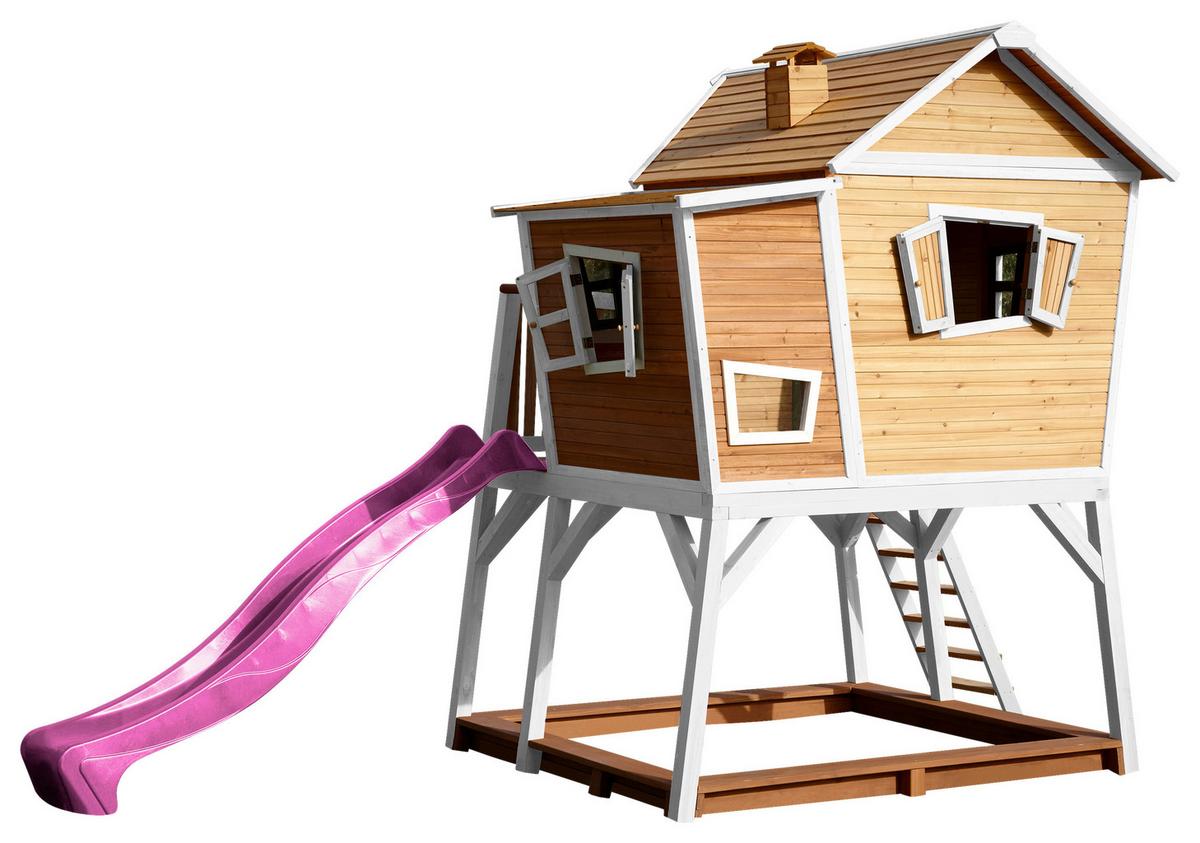 Spielturm A030.150.41 - Lila/Braun, KONVENTIONELL, Holz (432/288/193cm) - Ambia Garden