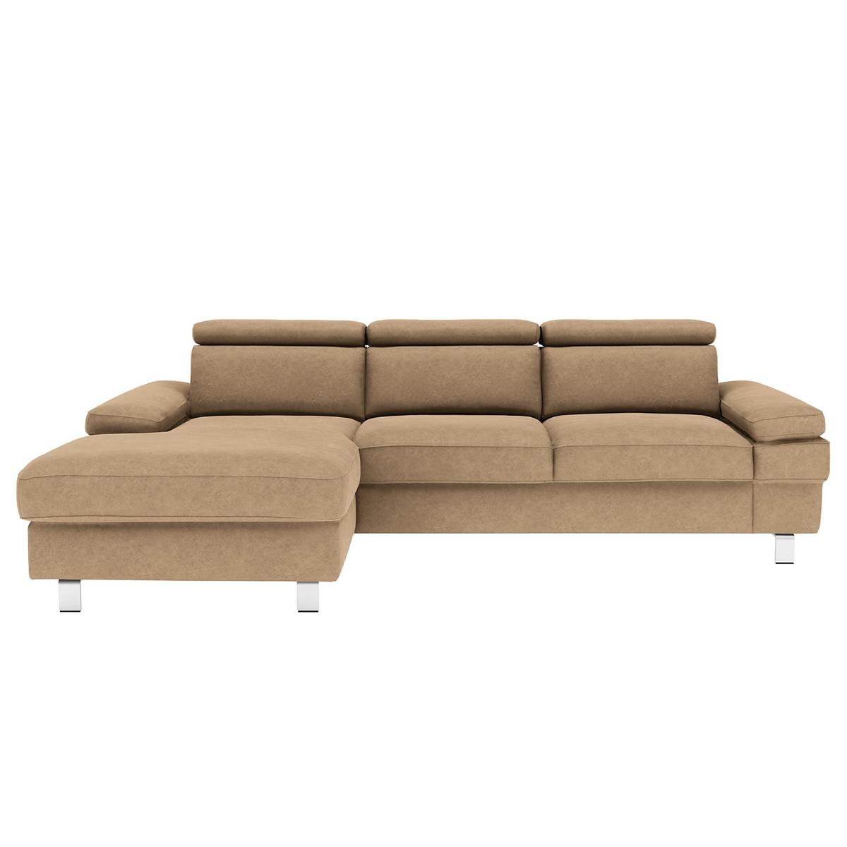 Ecksofa Elvis Sandfarben S: 182x259 Cm - Sandfarben/Silberfarben, KONVENTIONELL, Textil (182/259cm) - Trendmanufaktur
