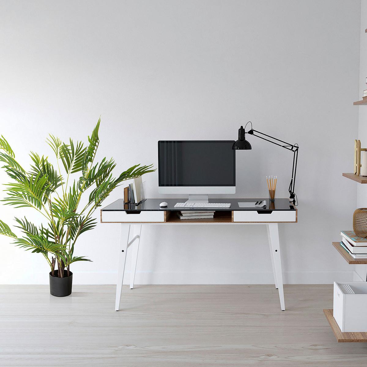 Kunstpflanze Areca I - Schwarz/Braun, Basics, Kunststoff (70/120/70cm) - MID.YOU