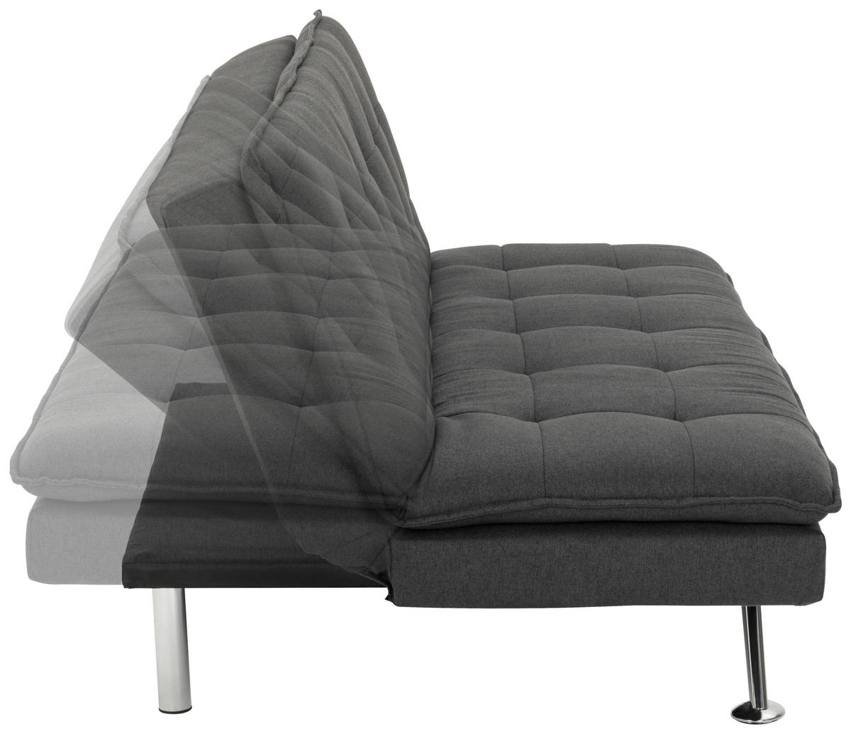 Schlafsofa Turin - Dunkelgrau/Silberfarben, Basics, Textil (194/87/102cm) - MID.YOU