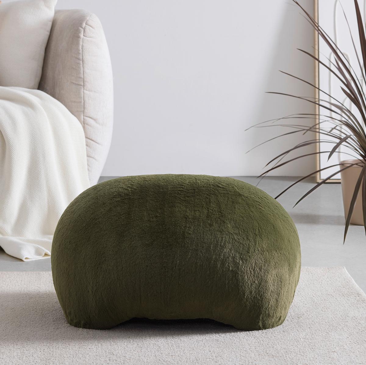 Štýlová taburetka MARLA, zelená umelá kožušina - zelená, Modern, kompozitné drevo/textil (61,5/36,5/49cm) - Mömax