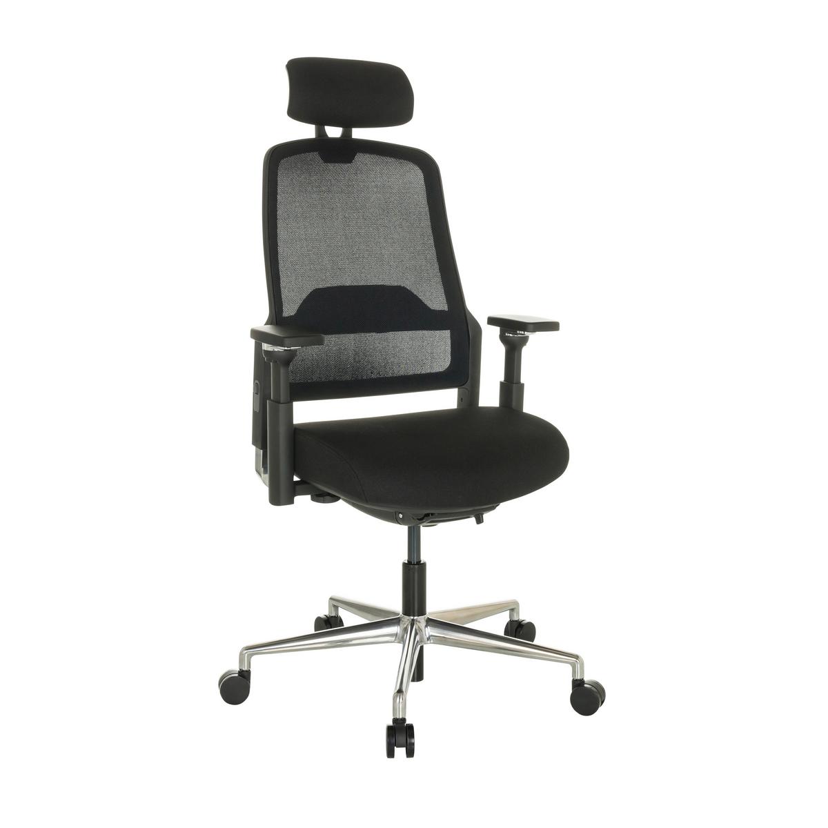Drehstuhl Teraro Ax - Silberfarben/Schwarz, Basics, Kunststoff/Textil (65/111-126/61cm) - MID.YOU