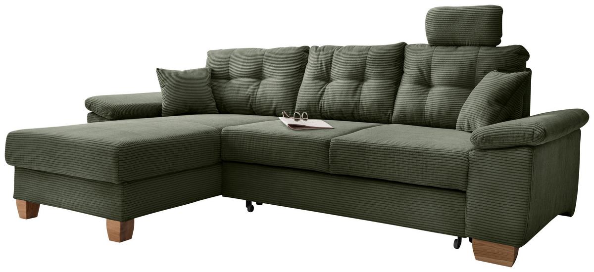 Ecksofa Brizzini Dunkelgrün S: 176x270 Cm - Dunkelgrün/Naturfarben, MODERN, Textil (176/270cm) - Livetastic