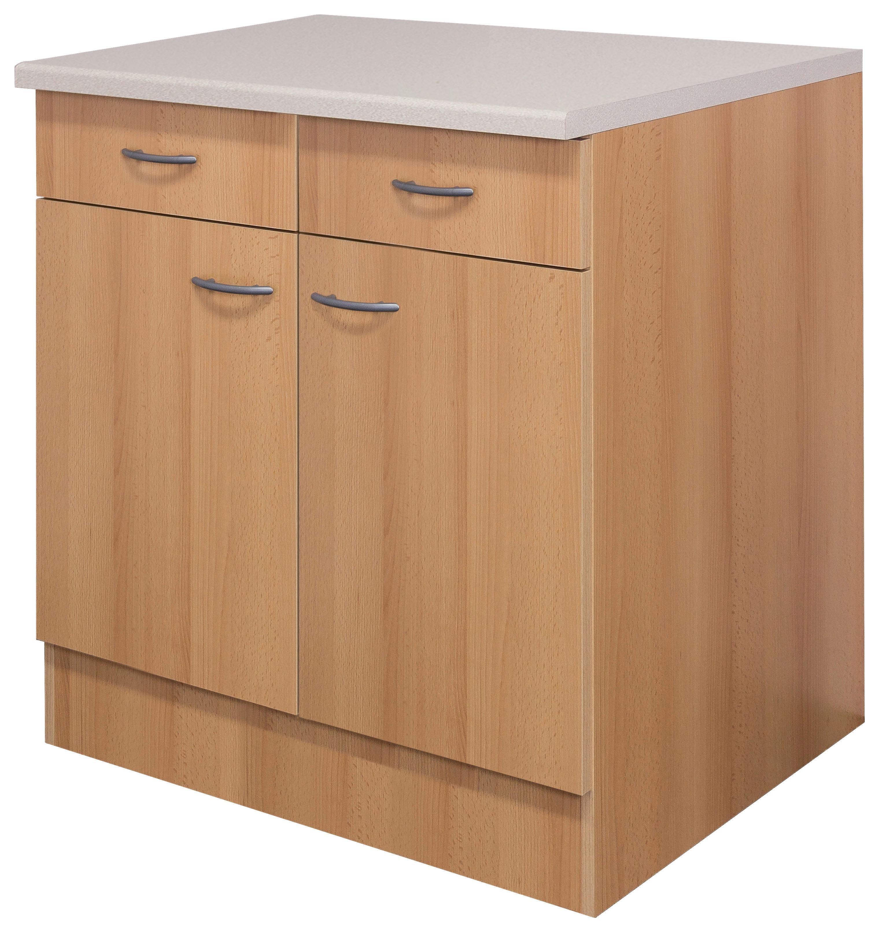 Spodná kuchynská skrinka Nano US80 - farba buka/farba ušľachtilej ocele, Modern, kompozitné drevo/plast (80/85/57cm)