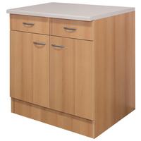 Küchenunterschrank Nano 80 Cm Buche Dekor 2-Türig - Beige/Buchefarben, MODERN, Holzwerkstoff (80/85/57cm) - FlexWell