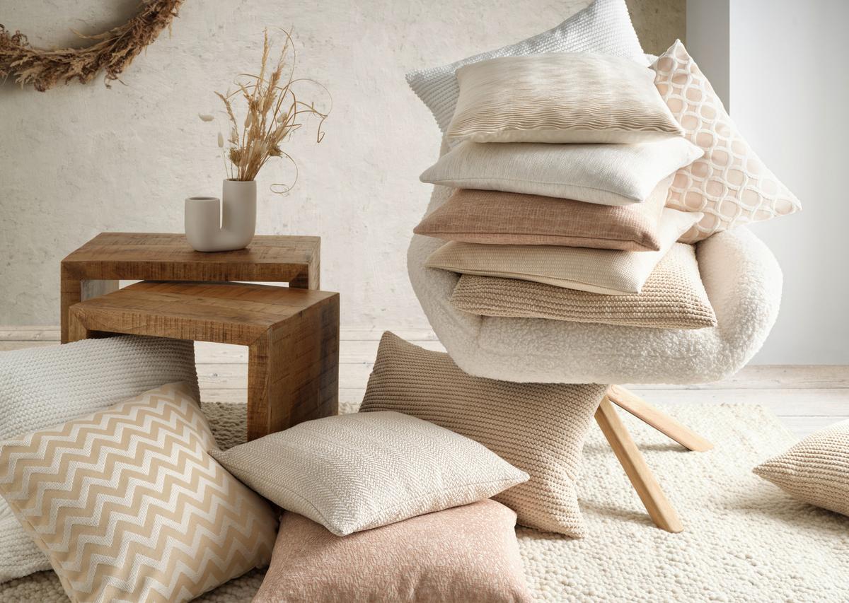 POŤAH NA VANKÚŠ Pia, 48/48cm, sivobiela - prírodná farba, Basics, textil (50/50cm) - Premium Living