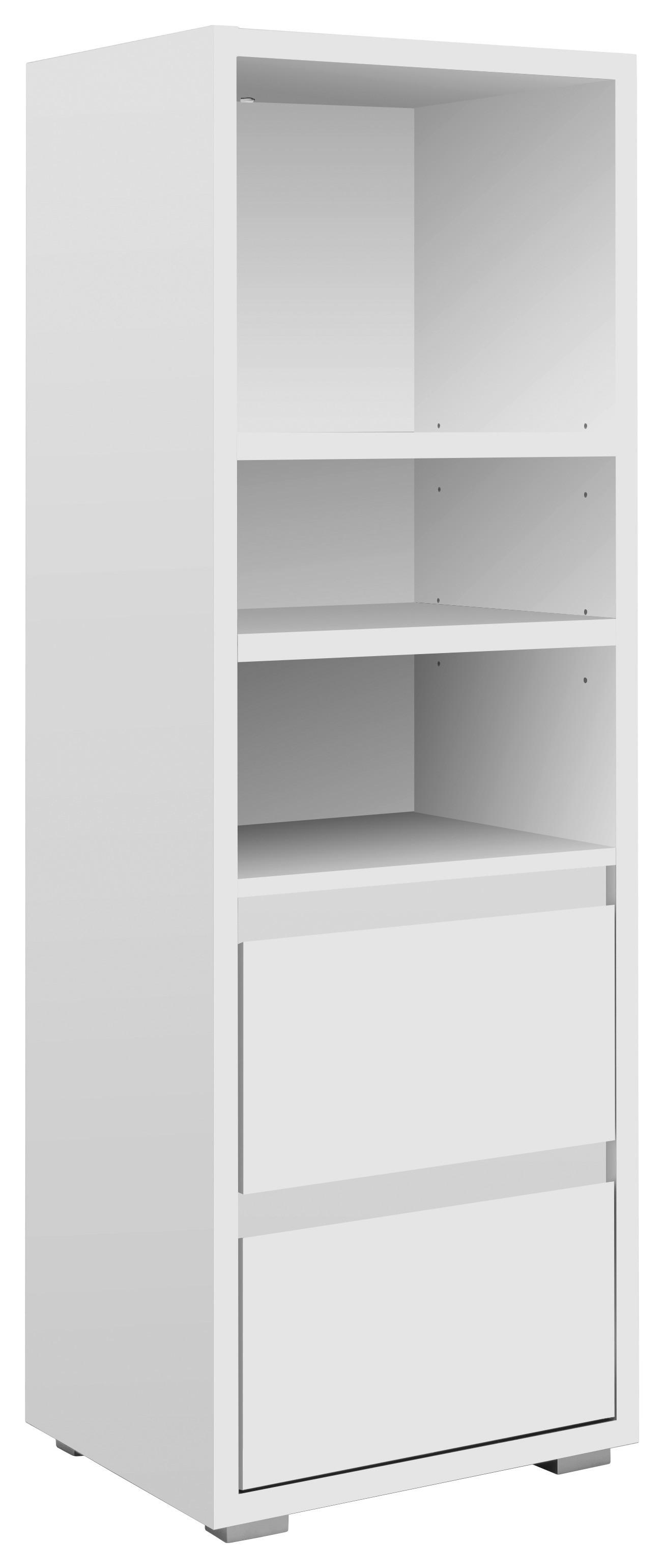 Regal mit Laden Image 45 cm Weiß - Silberfarben/Weiß, KONVENTIONELL, Holzwerkstoff (45/131/37cm) - MID.YOU