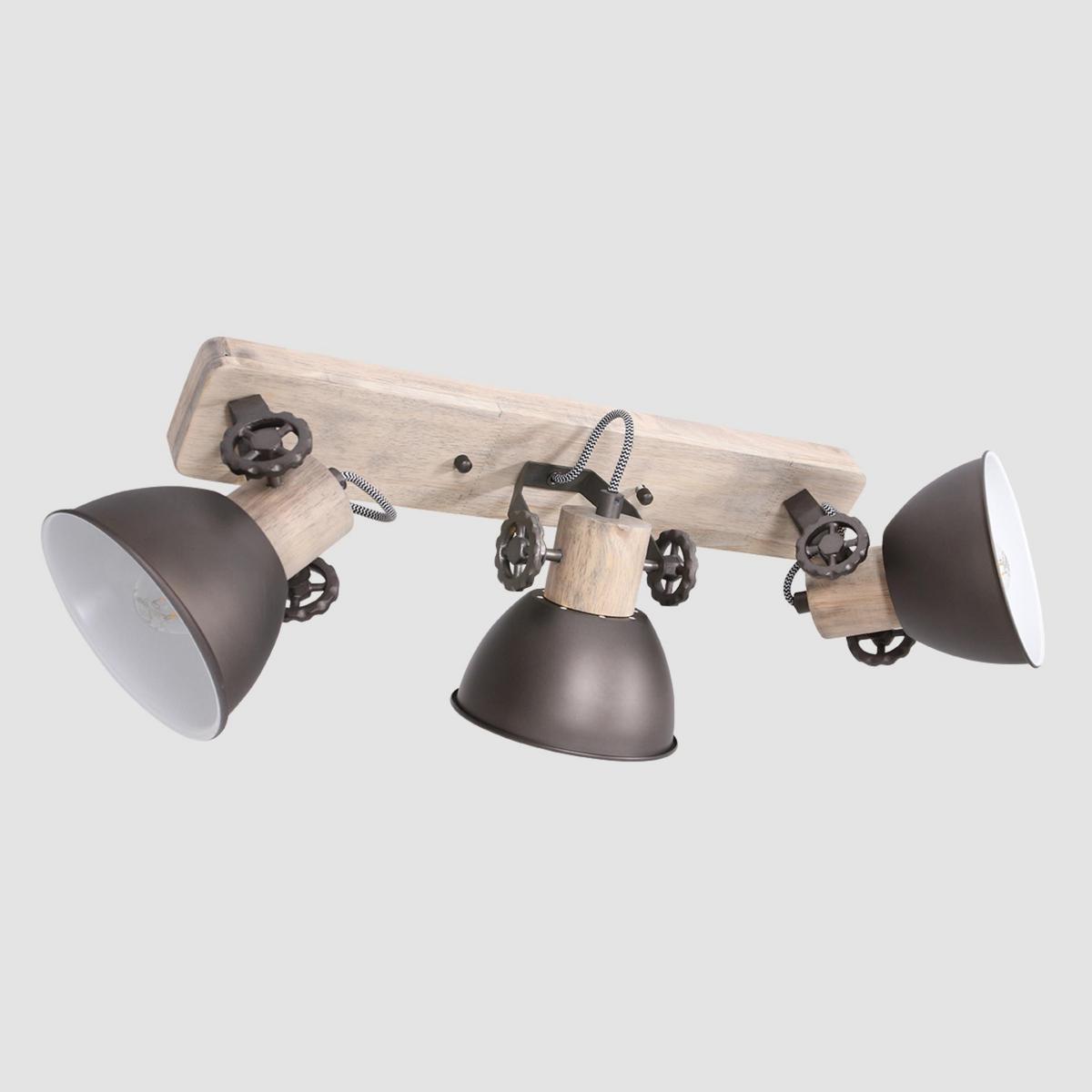 Deckenspots Gearwood - Anthrazit/Kupferfarben, Trend, Holz/Metall (59/19/23cm)