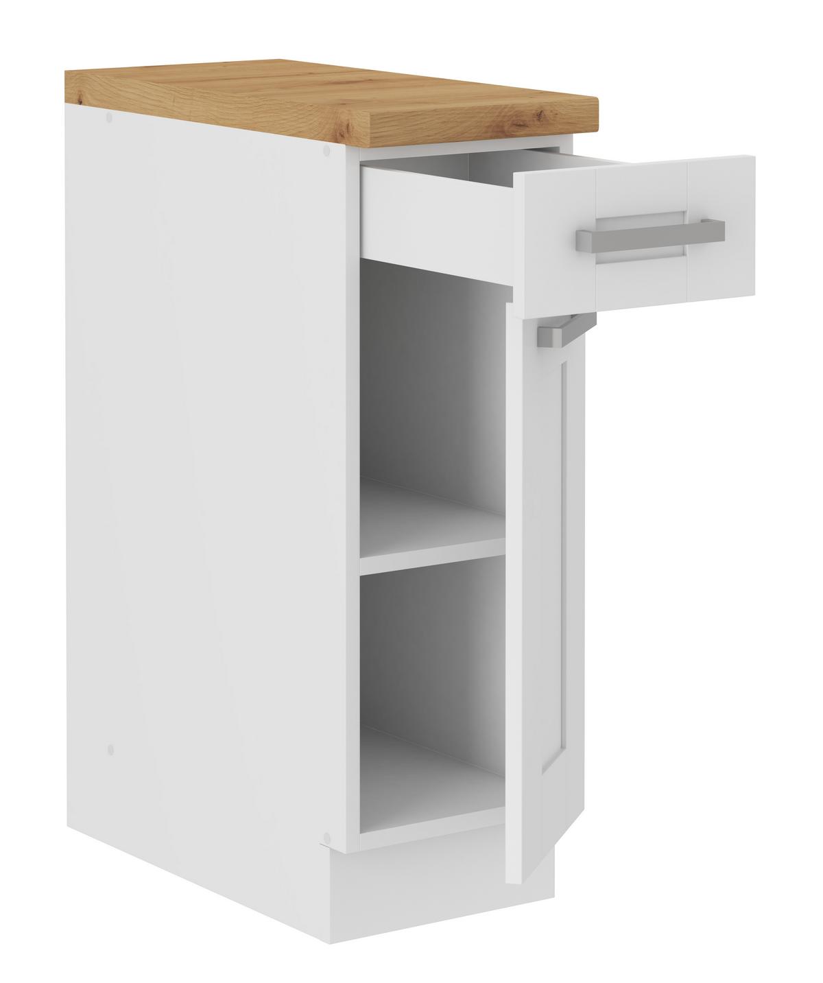 Küchenunterschrank Luisa B: 30 Cm Weiß Mit Lade - Weiß/Eiche Artisan, ROMANTIK / LANDHAUS, Holzwerkstoff (30/86/60cm) - Ondega