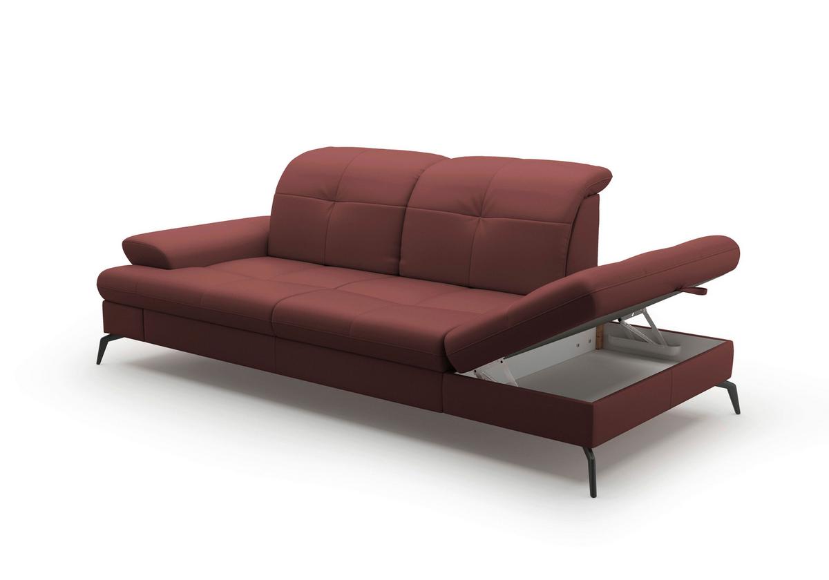 Récamiere Amica E, Rotbraun B: 231 Cm - Rotbraun/Schwarz, KONVENTIONELL, Leder/Textil (231/90/122cm) - Sit & More