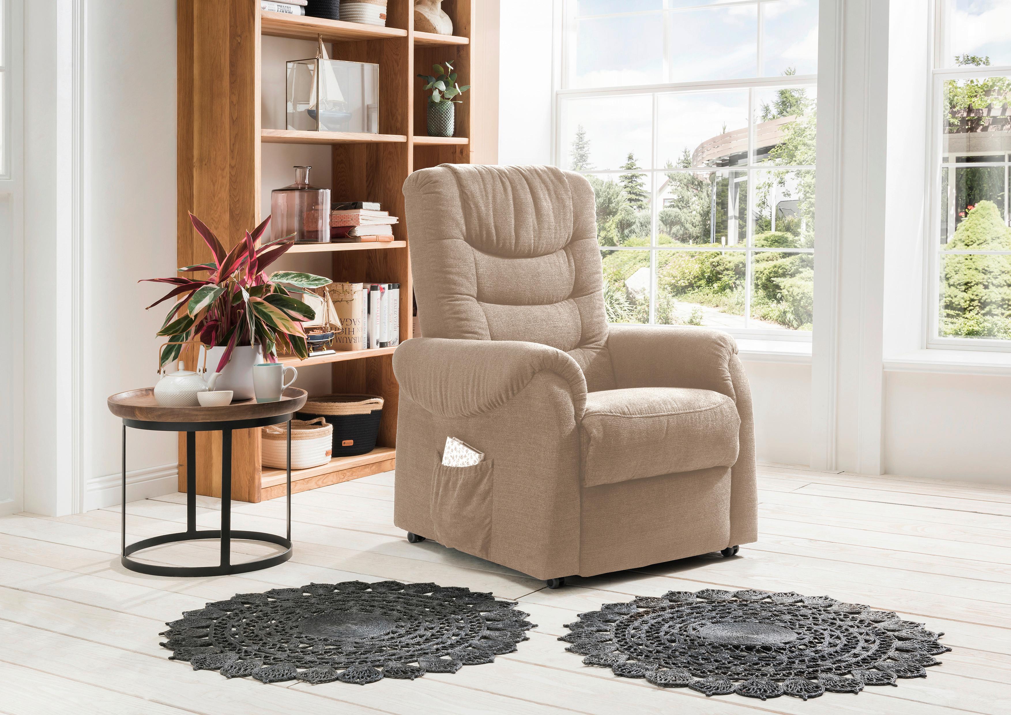 Fernsehsessel Nino Hellbraun B: 76 cm - Hellbraun/Dunkelgrün, Design, Holz/Textil (76/106/94cm) - Livetastic