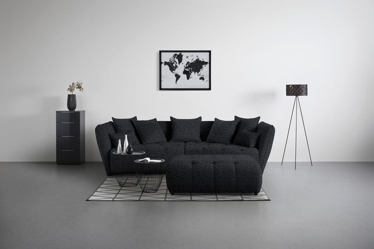 Taburet SOFI, tmavě šedá - černá/tmavě šedá, Moderní, textil (128/48/70cm) - Premium Living