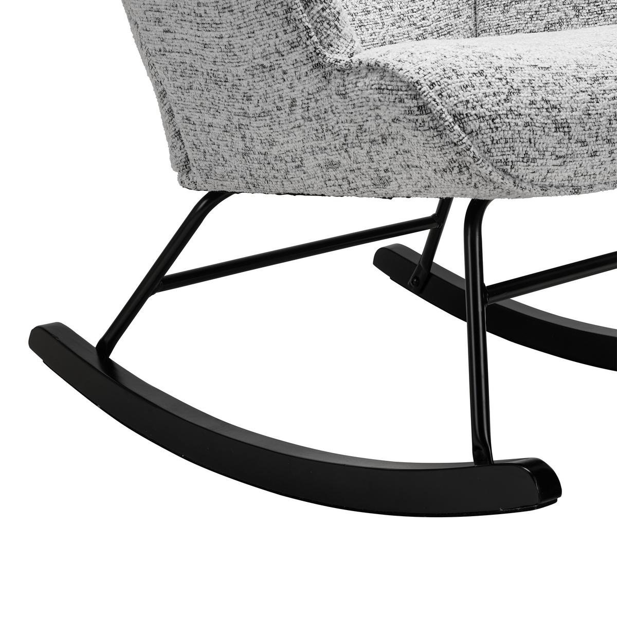 Houpací křeslo ROCK, světle šedé buklé, max. 140 kg - bílá/černá, Moderní, kov/dřevo (66/90/77cm) - Mömax