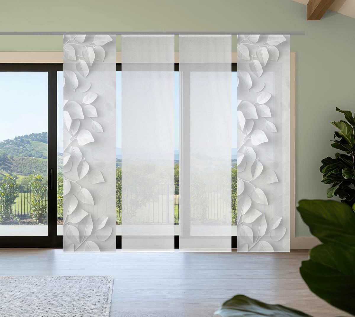 Flächenvorhang Rixa 4er Set - Hellgrau/Weiß, Design, Textil (60/260cm)