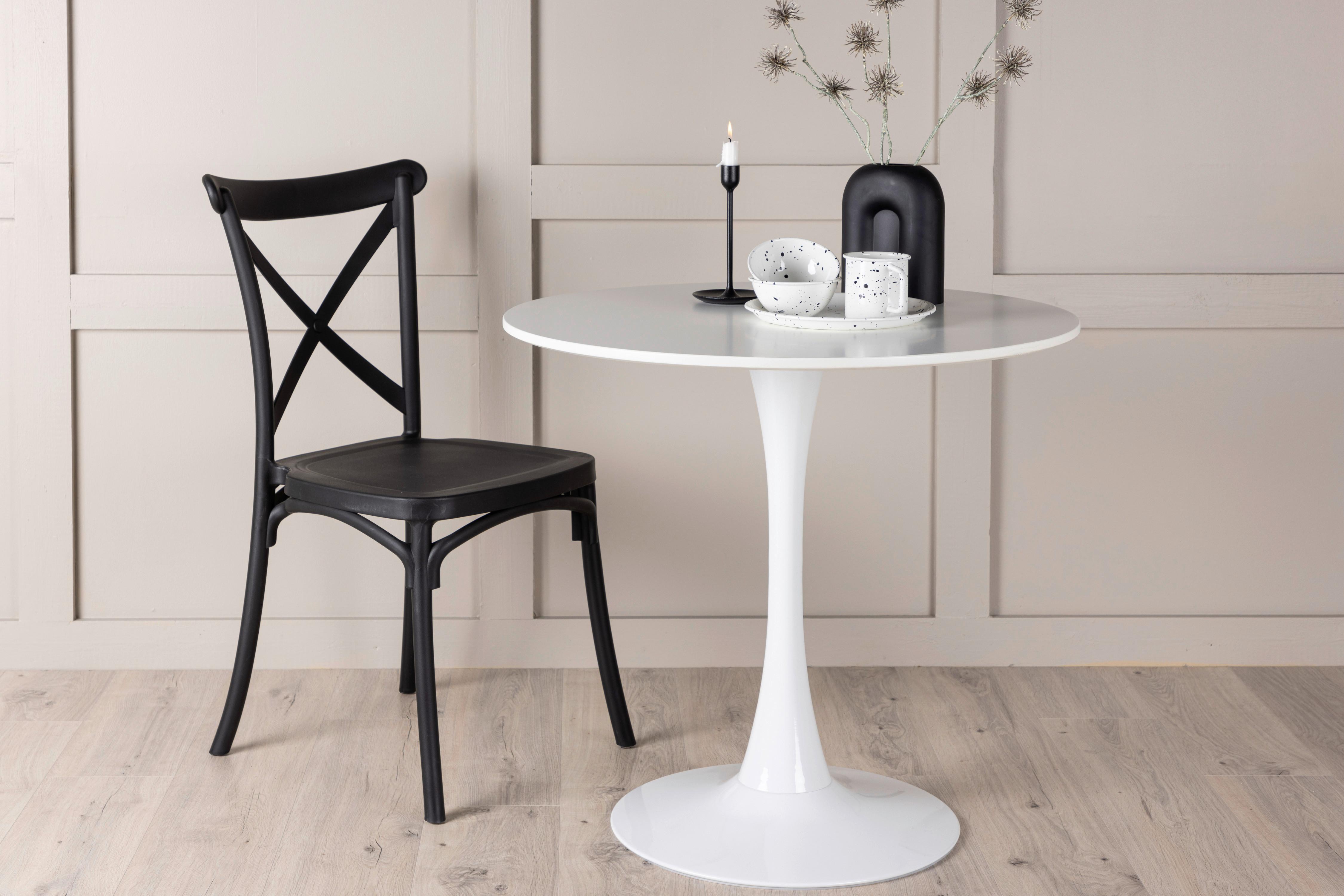Esstisch Hamden - Hellgrau/Weiß, Design, Holzwerkstoff/Metall (80/80/75cm) - Livetastic
