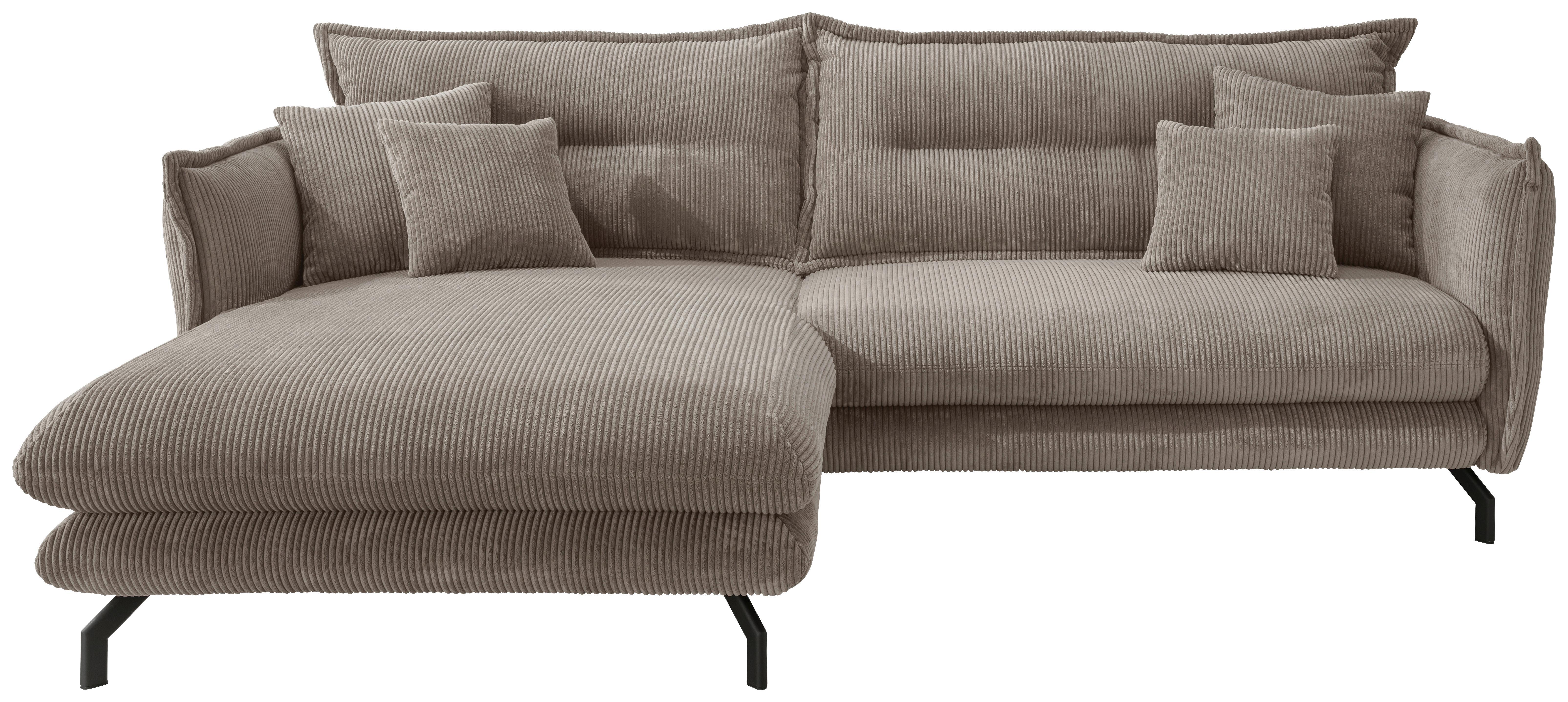 Ecksofa Lava Graubraun S: 180/255 cm - Graubraun/Schwarz, MODERN, Textil (180/255cm) - Livetastic