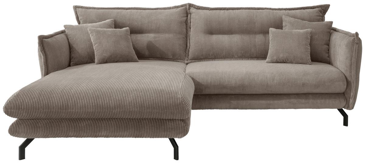 Ecksofa Lava Graubraun S: 180/255 cm - Graubraun/Schwarz, MODERN, Textil (180/255cm) - Livetastic