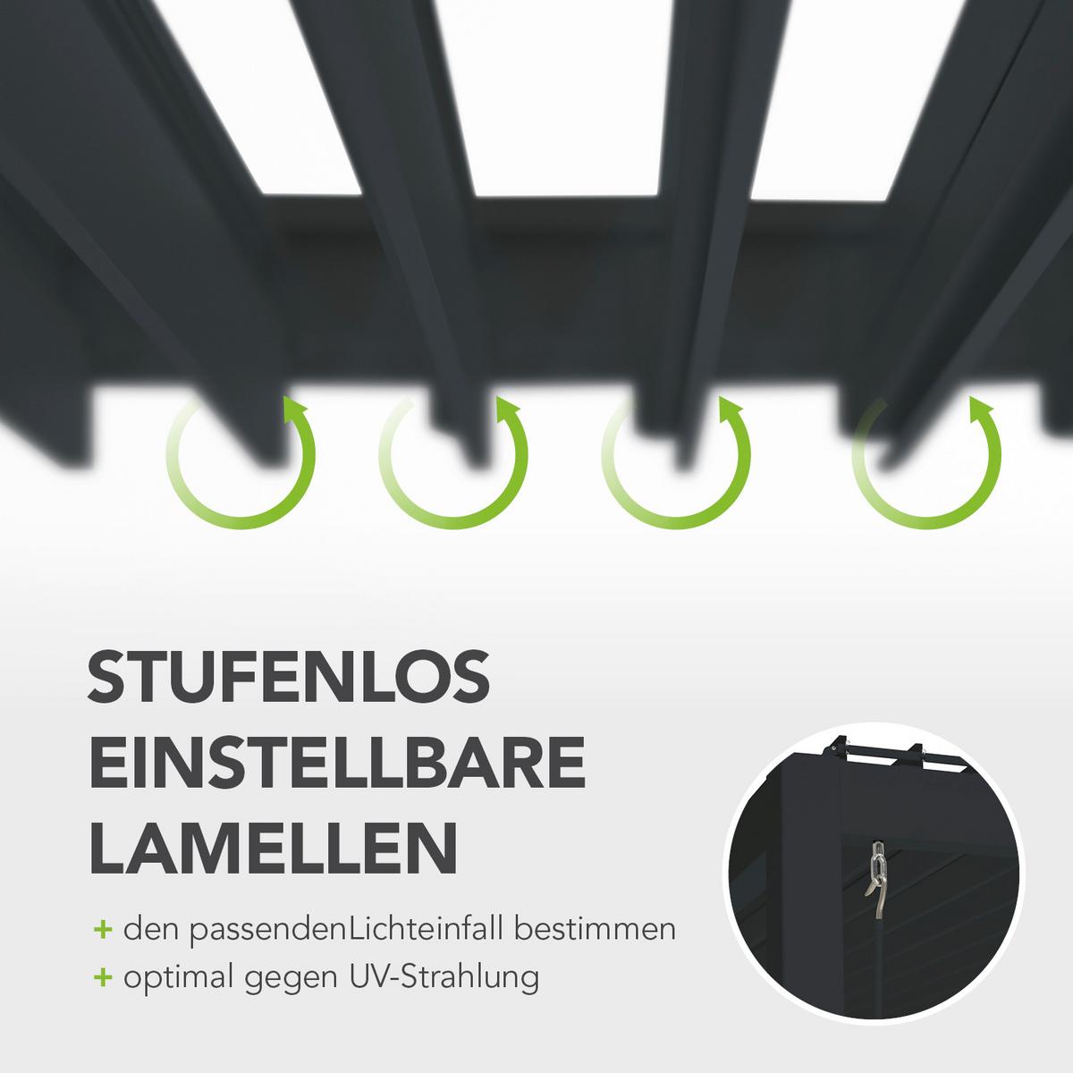 Pavillon Deluxe 600x300cm Wetterfest, Gartenpavillon - Anthrazit, Basics, Metall (600/255/300cm) - WEIDE