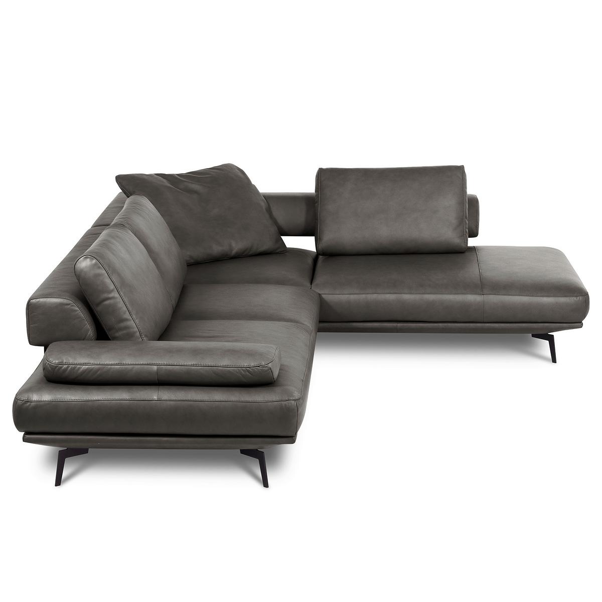 Ecksofa Como Echtleder Anthrazit 306x237 - Anthrazit/Schwarz, Design, Leder (306/237cm) - Livetastic