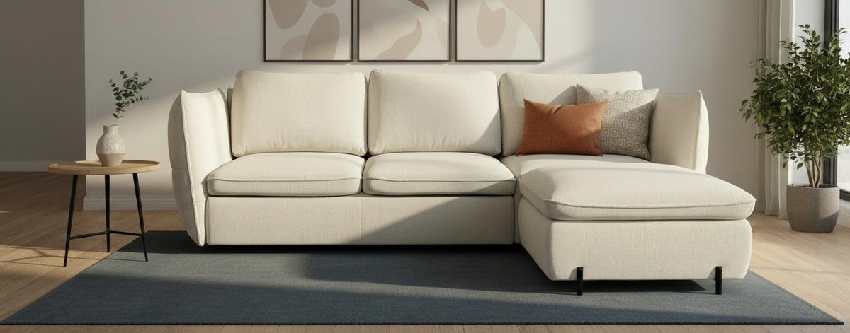 Ecksofa Baloo, Beige S: 262x178 cm - Beige/Schwarz, MODERN, Textil (262/178cm) - MID.YOU