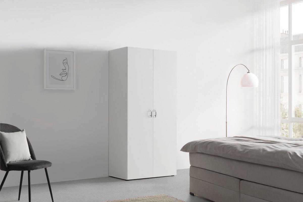 Šatní skříň JOE *CENOVÝ TRHÁK* - bílá/barvy hliníku, Konvenční, kompozitní dřevo/plast (81/177/51cm) - Based