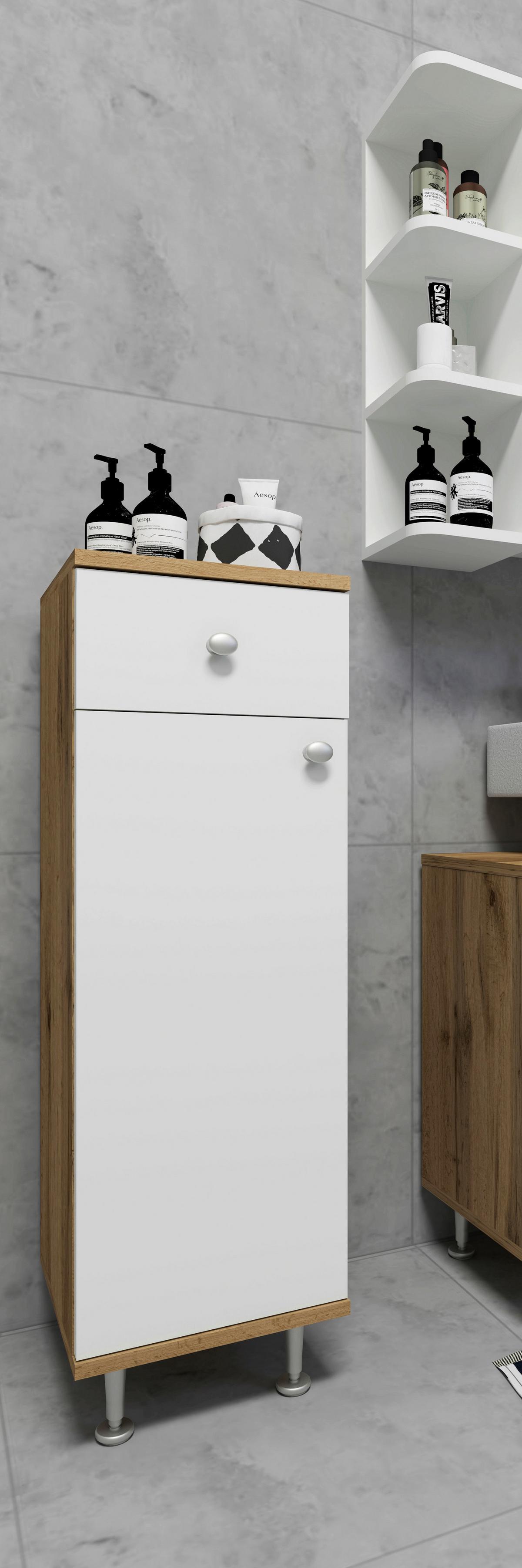 Unterschrank Nilosi - Honigeiche/Silberfarben, MODERN, Holzwerkstoff (30/95/30cm) - MID.YOU