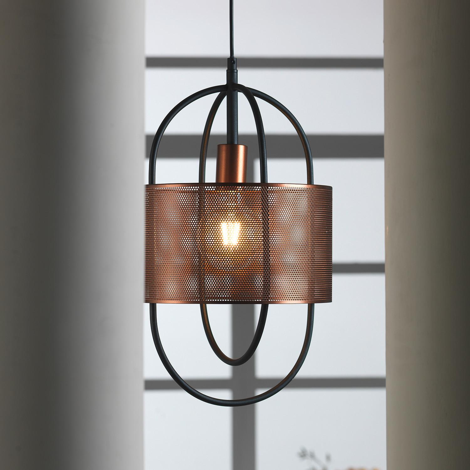 Hängeleuchte 5003/S - Schwarz/Kupferfarben, Design, Metall (28/100cm)
