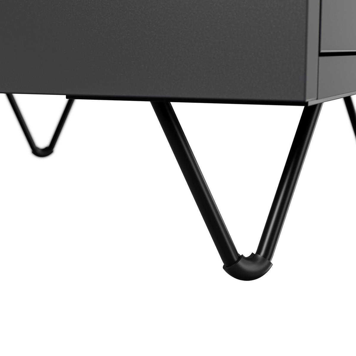 Nachttisch Industrial Graphitfarben B: 41,2cm - Schwarz/Graphitfarben, Basics, Holzwerkstoff/Metall (41,2/65/42cm) - MID.YOU