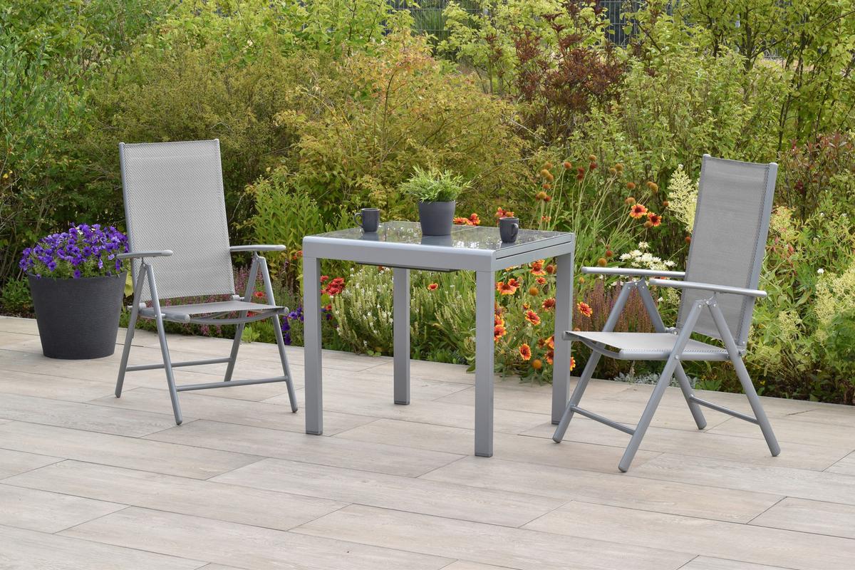 Gartenset Amalfi - Silberfarben/Braun, MODERN, Kunststoff/Metall - Gardenson