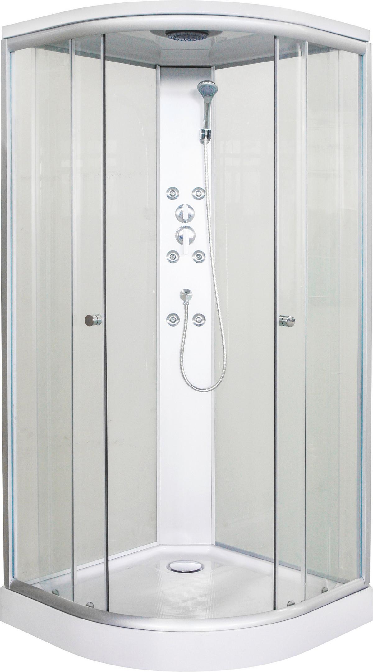 Zuhanykabin Tc01 - krómszínű/fehér, Konventionell, műanyag/üveg (90/90/210cm)