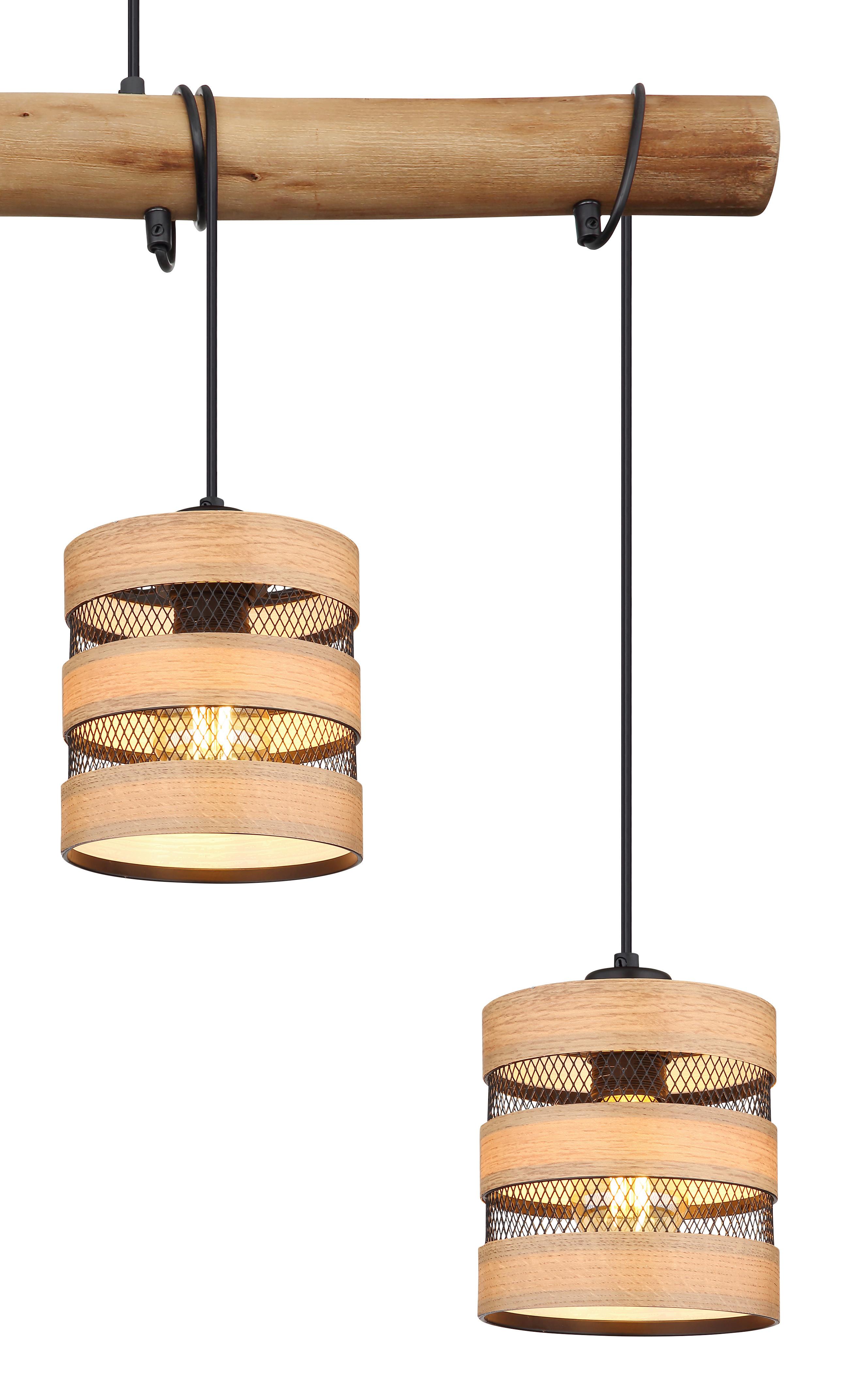 Hängeleuchte 15650-4h - Dunkelbraun/Schwarz, Design, Holz/Holzwerkstoff (85/15/120cm) - Globo