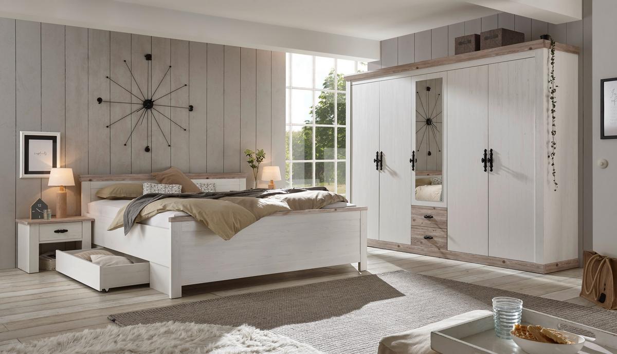 Bettkasten Florenz Pinie Weiß Dekor, B: 108cm - Pinienfarben, Design, Holzwerkstoff (108/16/62cm) - MID.YOU