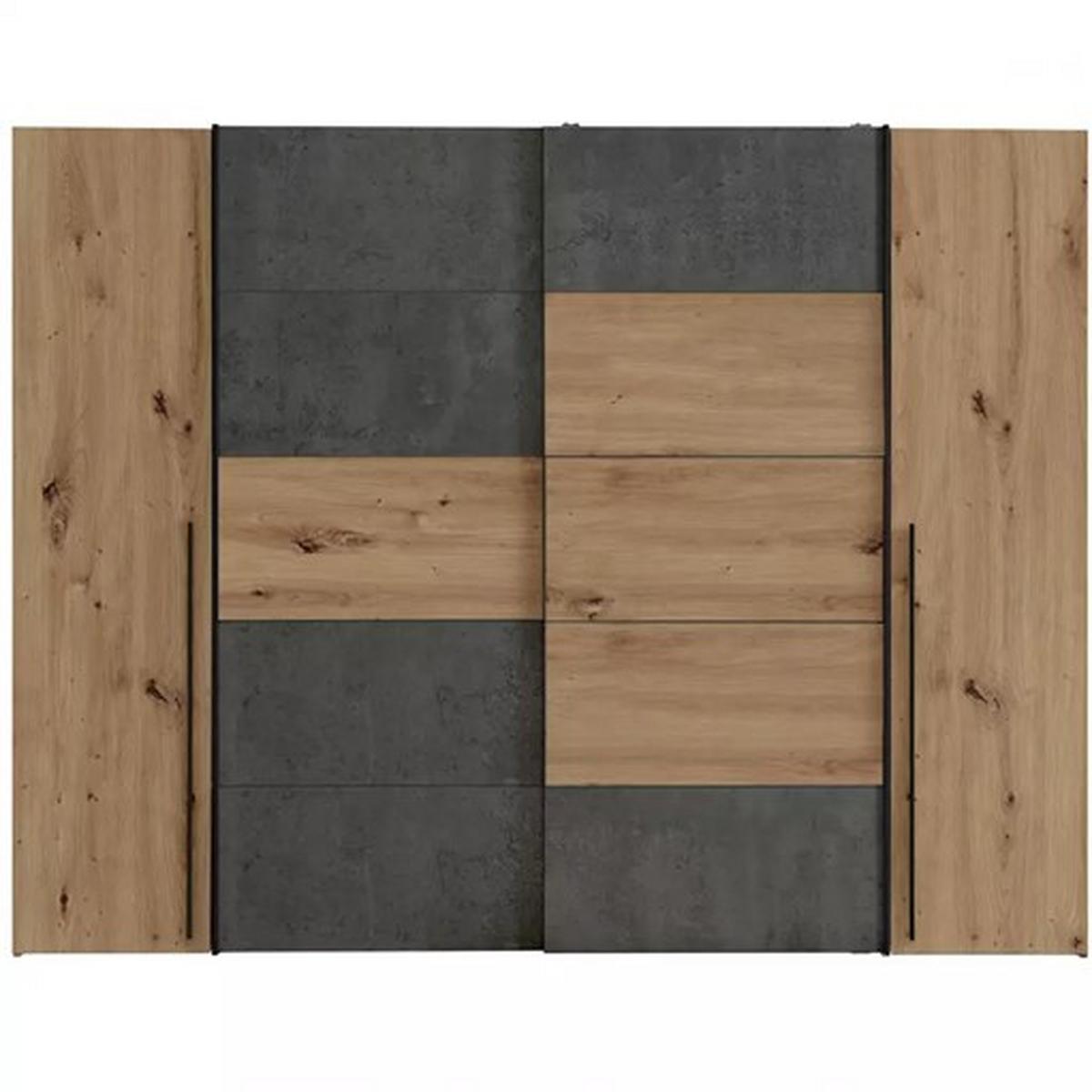Drehtürenschrank 270cm Narago, Eichefarben/Dunkelgrau - Eichefarben/Dunkelgrau, MODERN, Holzwerkstoff/Kunststoff (270/210/61cm) - MID.YOU