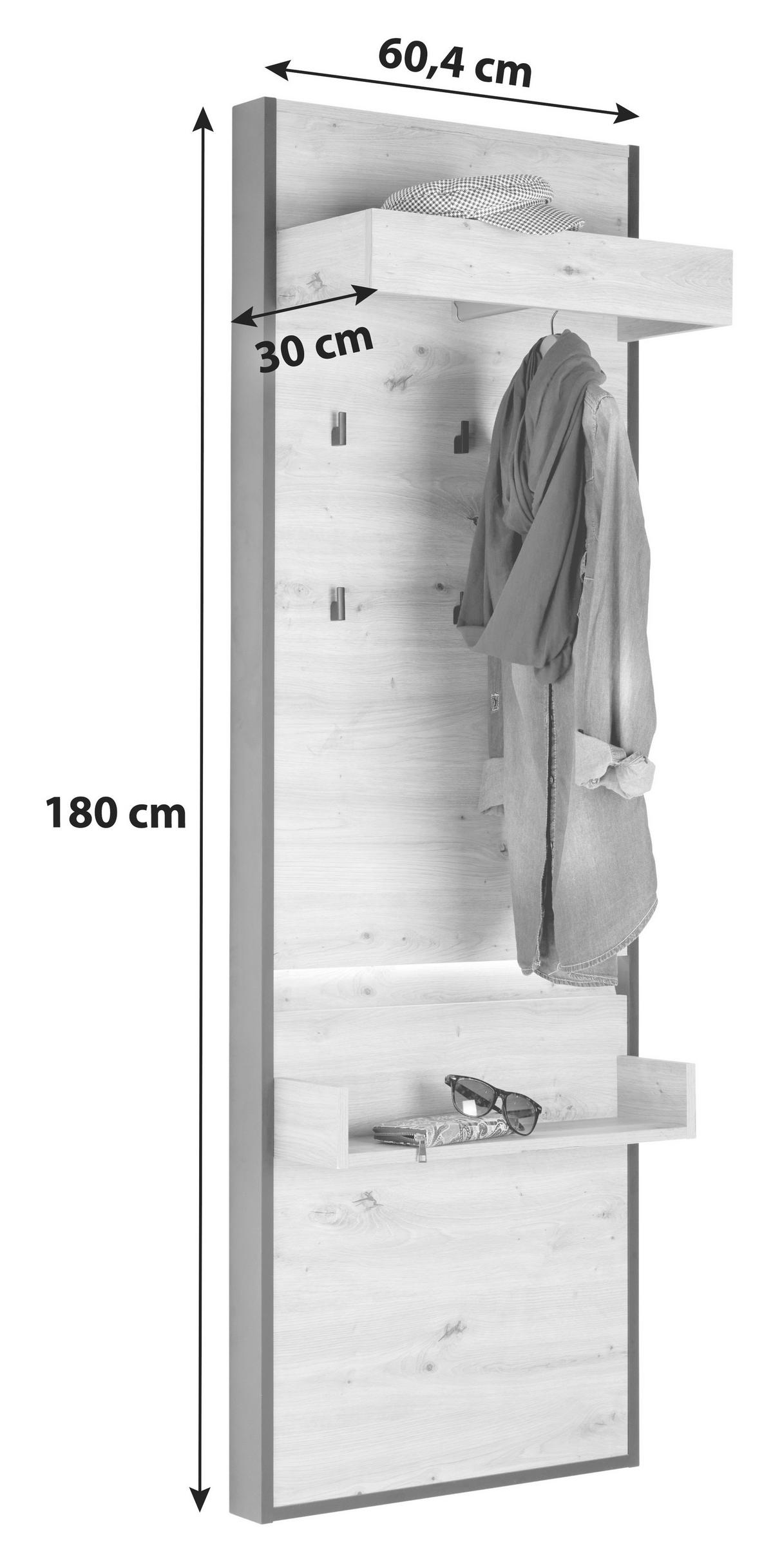 Vešiakový panel WELCOME - Modern, kompozitné drevo (60,4/180/30cm)