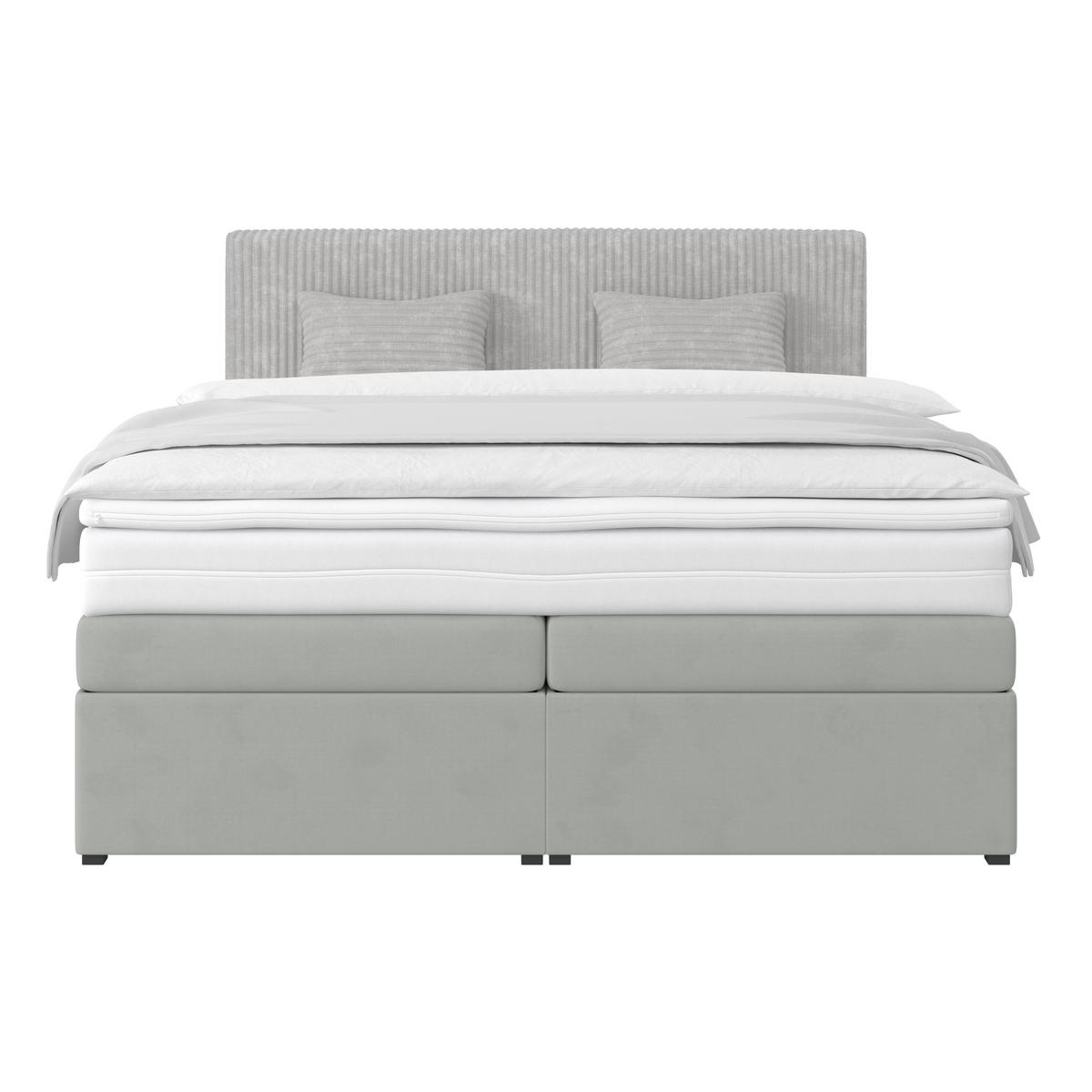 Boxspringbett Mit Topper M. Bettkasten 180x200 Cm Rossa - Silberfarben/Schwarz, MODERN, Holzwerkstoff/Textil (180/200cm)