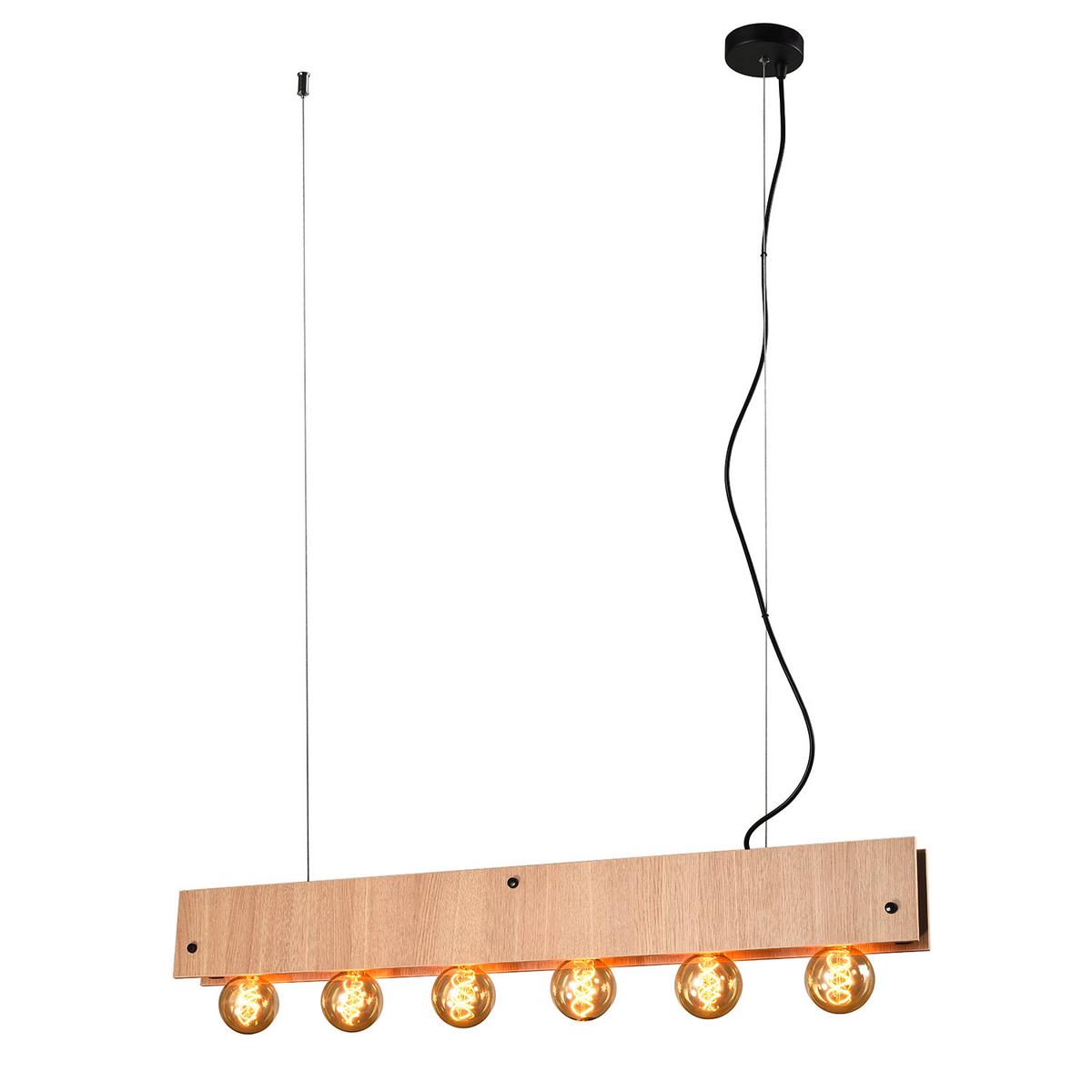 Hängeleuchte 5064/Sl - Eichefarben/Schwarz, Natur, Metall (100/9/150cm)