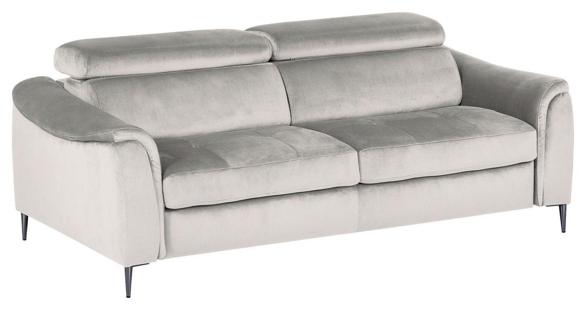 Schlafsofa Pafos Hellgrau B: 203 cm - Chromfarben/Hellgrau, Design, Textil (203/77-98/103cm) - MID.YOU