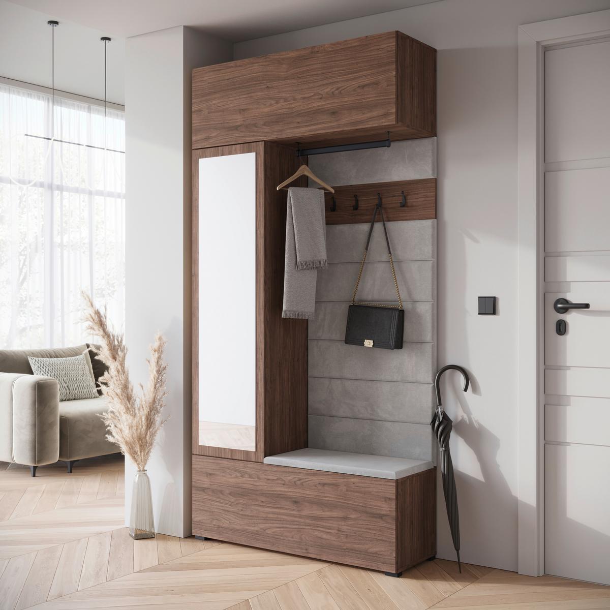 Garderobe Tejo Nussbaumfarben B: 115cm - Nussbaumfarben, Trend, Holzwerkstoff (115/231,9/37,5cm) - P & B