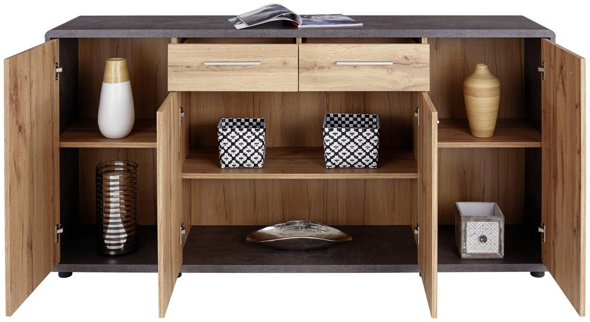 KOMODA FONTANA NEW FTK05 - farba duba/tmavosivá, Modern, kompozitné drevo/plast (174,4/87,2/40cm)