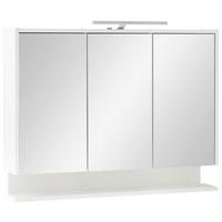 Spiegelschrank Flag mit Led 3 Türen, Weiß - Weiß Hochglanz/Weiß, MODERN, Glas/Holzwerkstoff (93,5/71,4/16cm) - MID.YOU