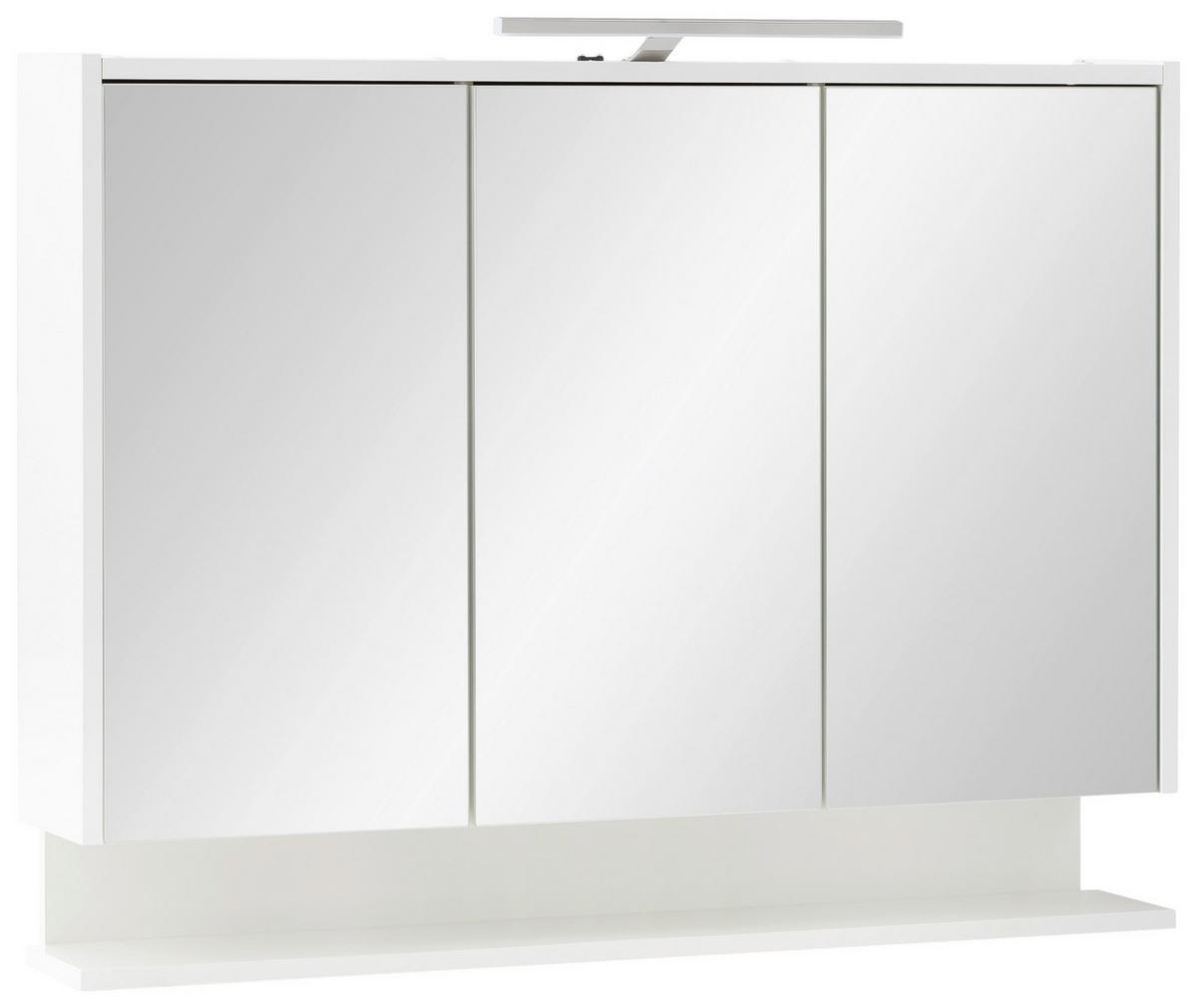 Spiegelschrank Flag mit Led 3 Türen, Weiß - Weiß Hochglanz/Weiß, MODERN, Glas/Holzwerkstoff (93,5/71,4/16cm) - MID.YOU